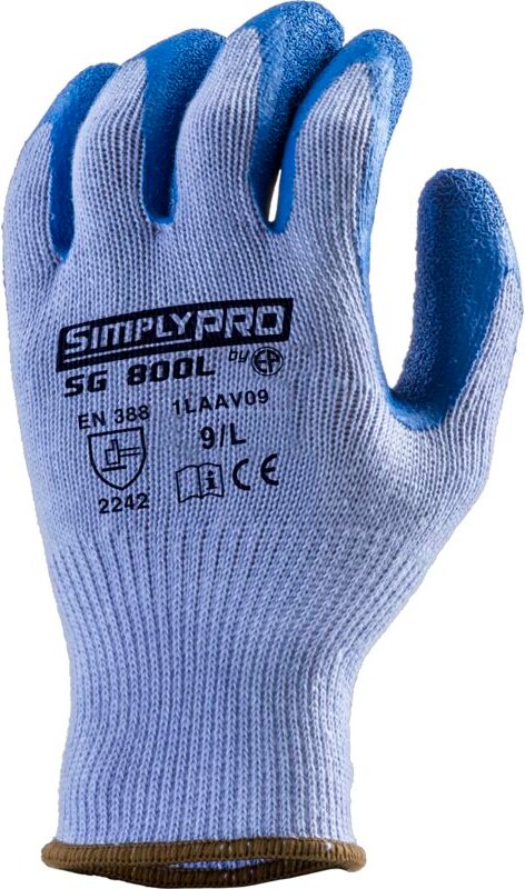 Satz mit 10 Paar Arbeitshandschuhen SIMPLY PRO SG800L Latex-Handfläche Größe 10