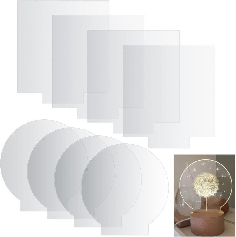 Jalleria - Stücke klare Acrylplatten, 2 mm Acryl, runde quadratische Platte für LED-Lichtsockel, Schilder, DIY-Displaypr...