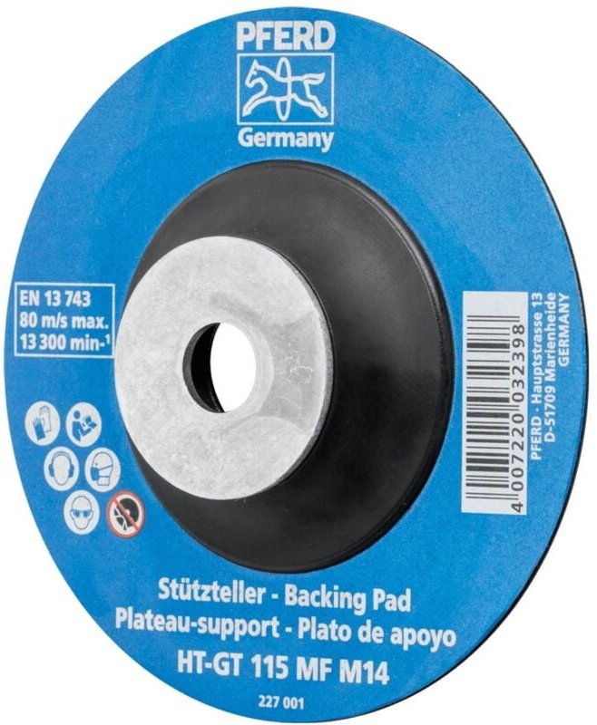 PFERD TOOLS Hitzebeständiger Stützteller mit Spannmutter Ø 115 HT-GT M14 für Winkelschleifer 115