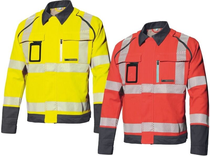 Issaline - Industrial Starter hv Stretch 8245B Warnschutz-Arbeitsjacke - l - Rot