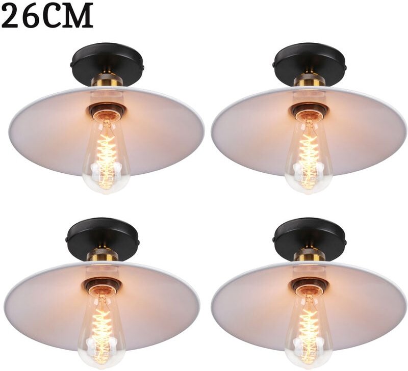 Axhup - Pendelleuchte Weiß Hängelampe mit Ø26cm Lampenschirm Kronleuchter Art Edison Lampe E27 Fassung für Loft Wohnzimm...
