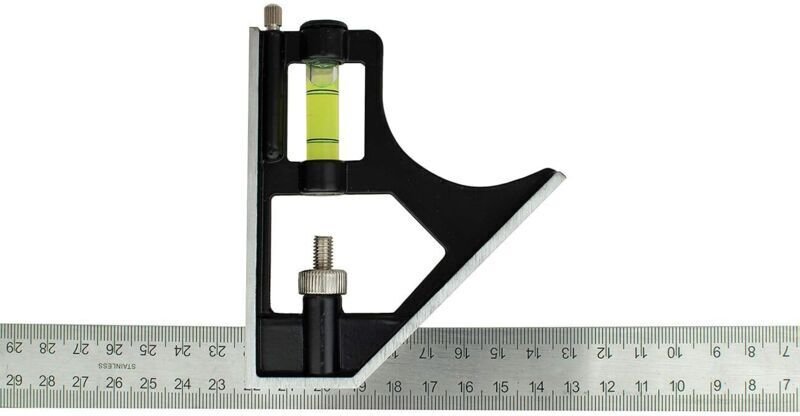 300-mm-Kombinationswinkel aus Edelstahl – nur metrische Teilung, inklusive Zimmermannsbleistift