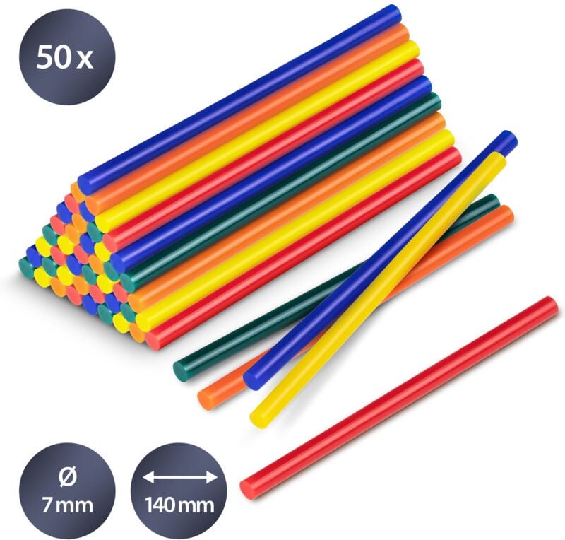 Heissklebestifte-Set Bunt, 50 Stück (ø 7 mm) - Trotec