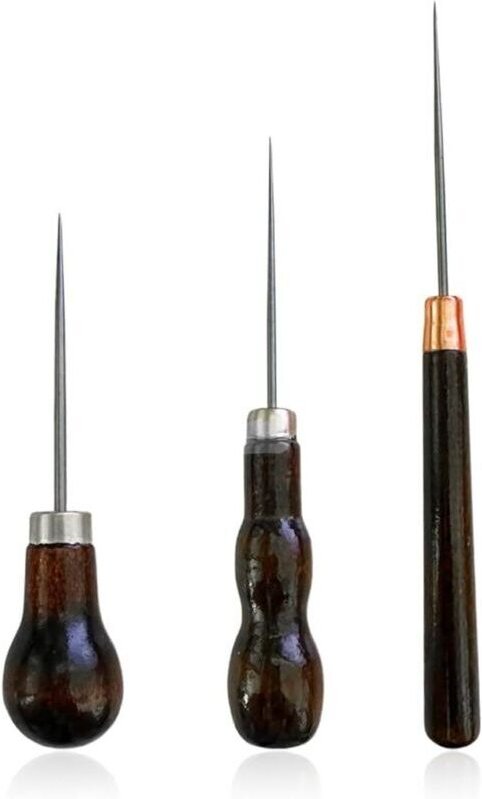 3 pezzi Punteruoli per cucire la pelle, Punteruolo in legno, per cucire la pelle, artigianato in pelle. - KZQ