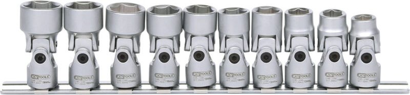 3/8" Sechskant-Stecknuss-Satz mit Gelenk, 10-tlg10-19mm