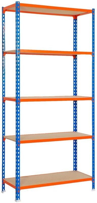 Simonrack Regal 5 Etagen blau orange Holz