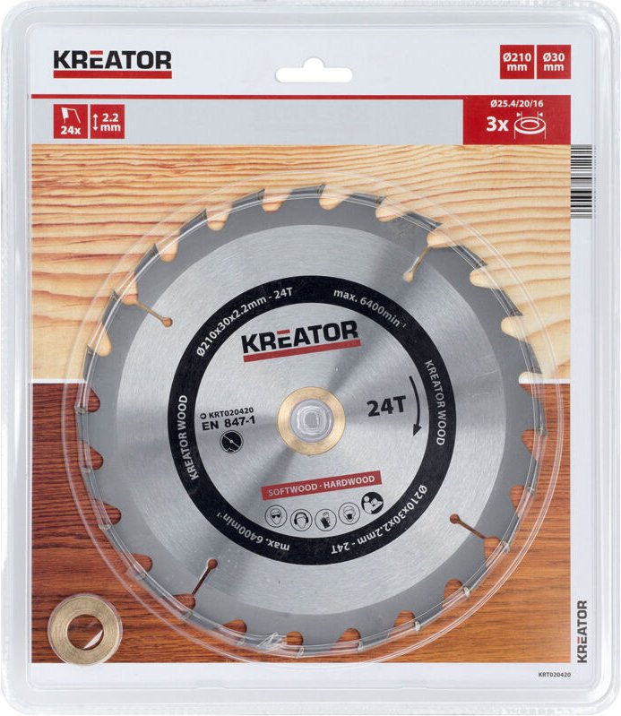 Hartmetall-Sägeblatt mit 24 Zähnen 210 mm