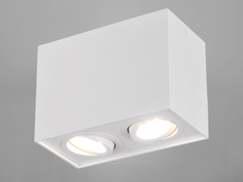 Trio - Deckenstrahler biscuit eckig 2-flammig Weiß, Breite 17cm