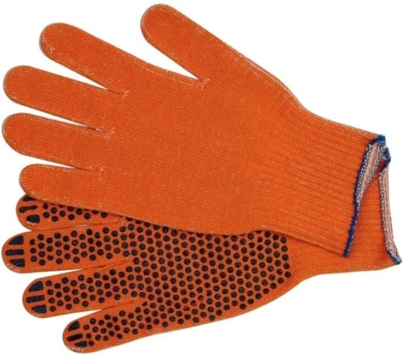 Baumwollhandschuhe, gepunktet, orange, ''''sfd'' 74102 VOREL