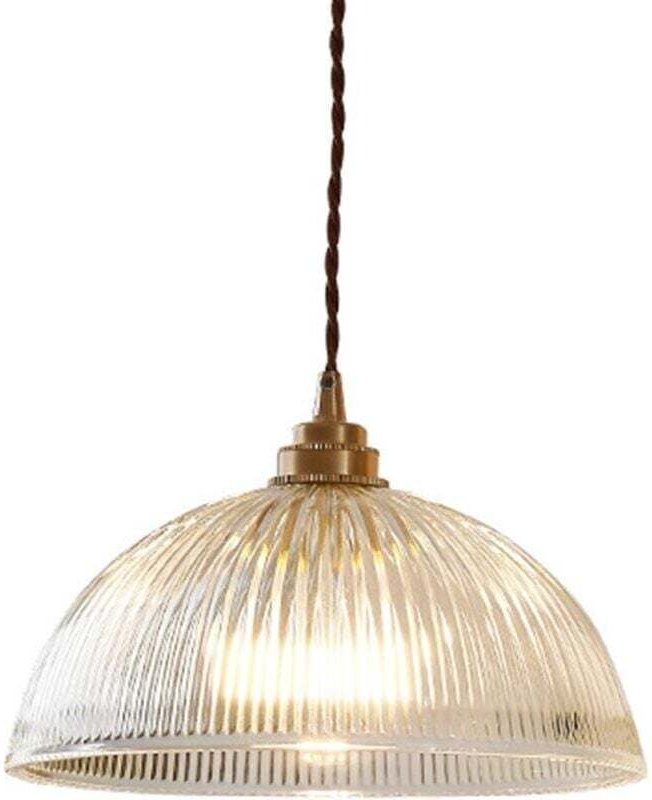 Industrielle Vintage-Hängeleuchte mit Kuppel aus klarem Glas und E27-Sockel, Messing/Kupfer, Loft-Kronleuchter, Decken-H...