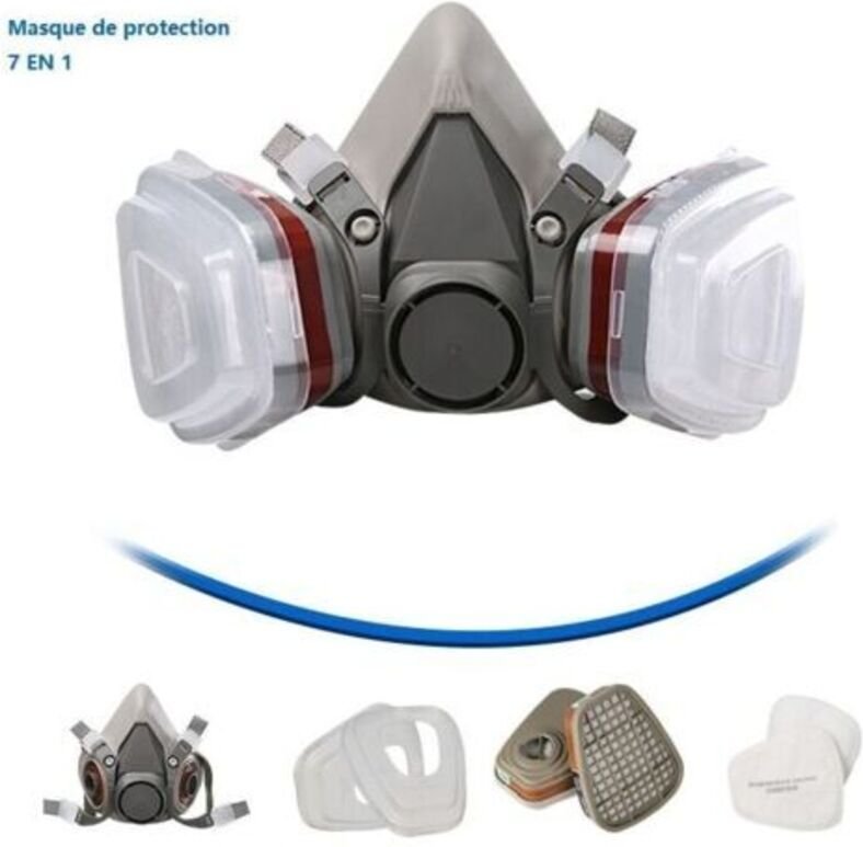 7‑in‑1 Schutzmaske, wiederverwendbar, mit Staub-/Gasfilter
