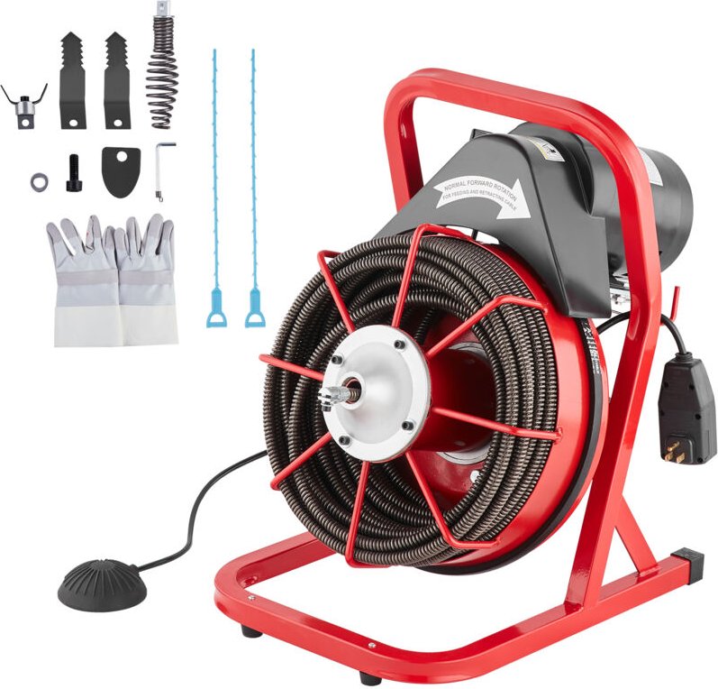 Mophorn - Rohrreinigungsmaschine 75 Fuß x 1/2 Zoll, Kanalreinigungsspirale mit manueller Zuführung, 370 w elektrische Ro...