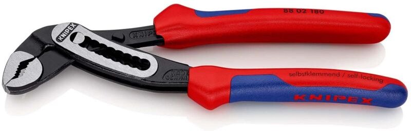 KNIPEX 88 02 180 Alligator® Wasserpumpenzange mit Mehrkomponenten-Hüllen schwarz atramentiert 180 mm