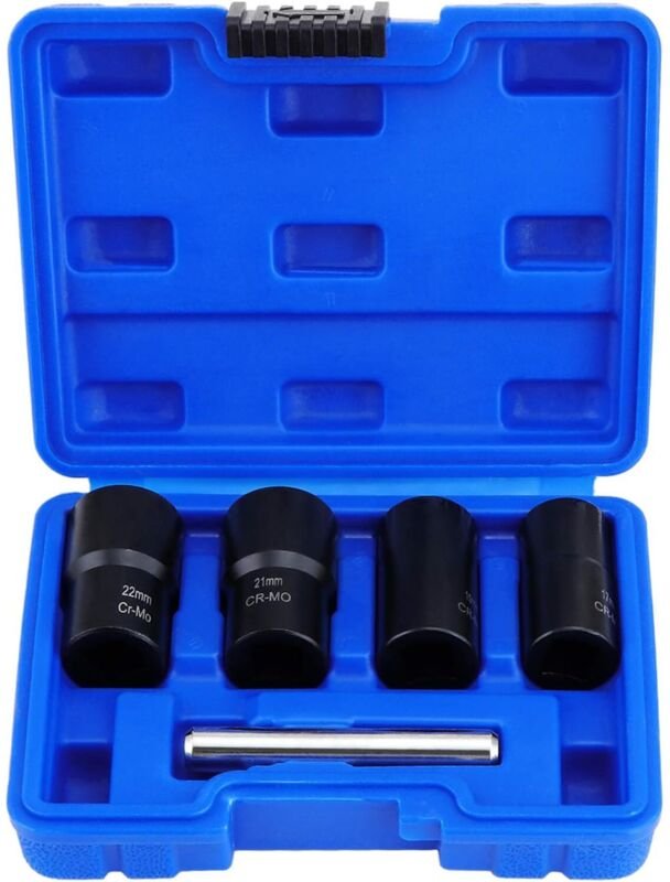 Ahlsen Steckschlüsselsätze, Mutternausdreher, Steckschlüsseleinsatz für beschädigten Bolzenausdreher, 4 Größen 17 mm, 19...