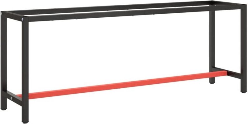 vidaXL Werkbankgestell Mattschwarz und Mattrot 210x50x79 cm Metall