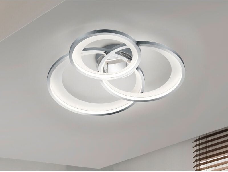 Trio - led Deckenleuchte granada mit drei Ringen in Chrom, dimmbar, Breite 71cm
