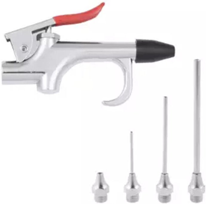 5-teiliges Werkzeugset für Luftkompressoren aus Zinklegierung, inklusive 5 Aufblasdüsen und Zubehör.