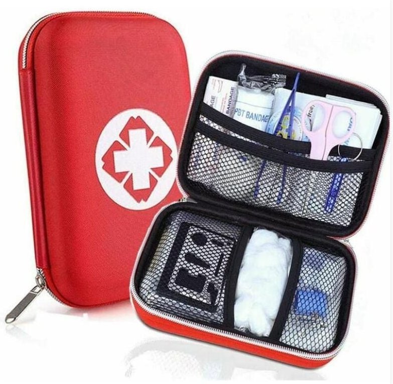 Erste-Hilfe-Set, Mini-Medizinset für Auto, Reisen, Büro, Wandern, Sport, Zuhause, Geschäft (rot)