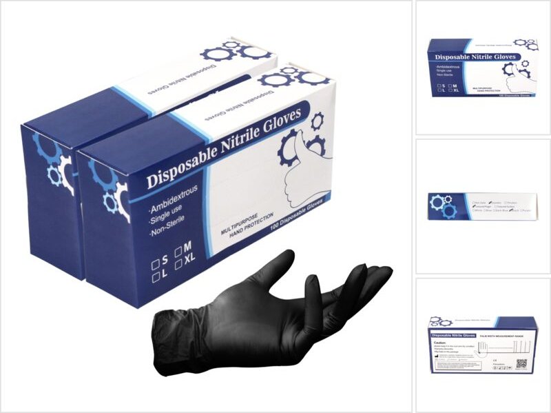 Nitril Einweg Handschuhe in Spenderbox Schwarz / Black 200 Stück Größe s / Small - nicht Steril