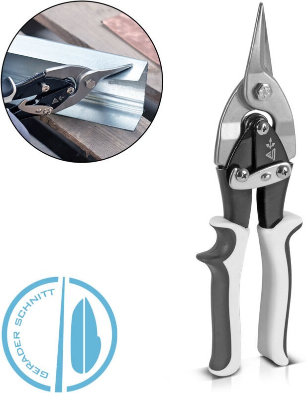 STAHLWERK Blechschere gerader Schnitt Metallschere zum professionellen Schneiden
