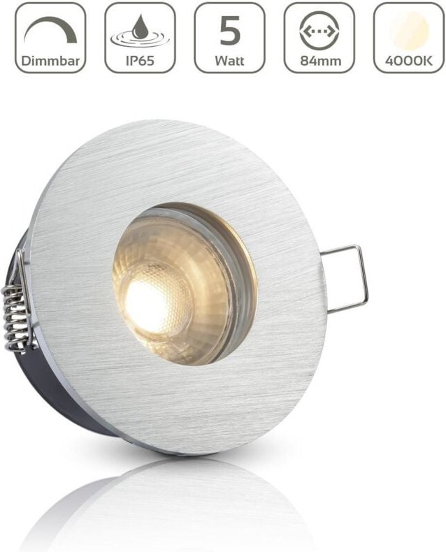 Thumbnail - Einbauspot IP65 rund - Farbe: Alu-gebürstet - LED Leuchtmittel: GU10 5W neutralweiß dimmbar