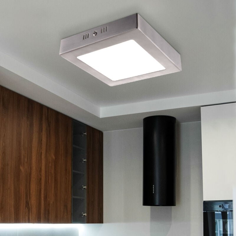 Globo - Deckenleuchte quadratisch led Flurlampe silber Deckenlampe Wohnzimmer, Glas satiniert, 6W 400lm warmweiß, LxBxH ...