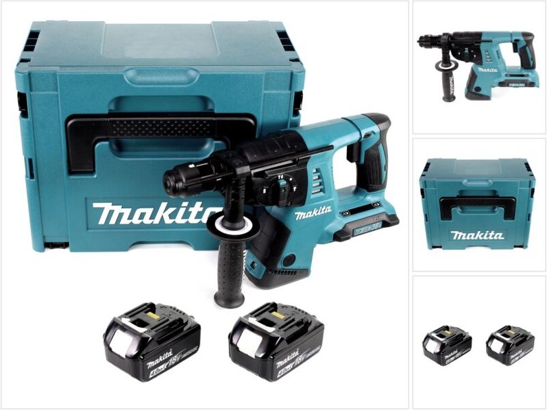Makita - dhr 264 2 x 18 v / 36 v Li-Ion sds Plus Akku-Bohrhammer in Makpac 4 mit Einlage + 2 x bl 1840 18 v 4,0 Ah Li-Io...