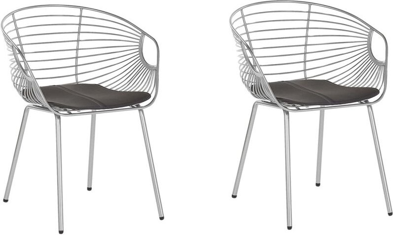 Esszimmerstuhl 2er Set HOBACK Metall Silber