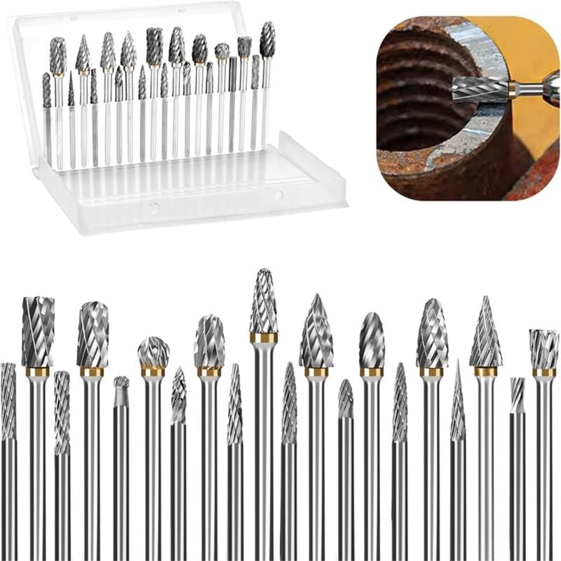 20-teiliges Hartmetall-Frässtift-Set mit 1/8 Zoll Schaft, kompatibel mit DremelBits, Werkzeug zum Schnitzen von Stein un...