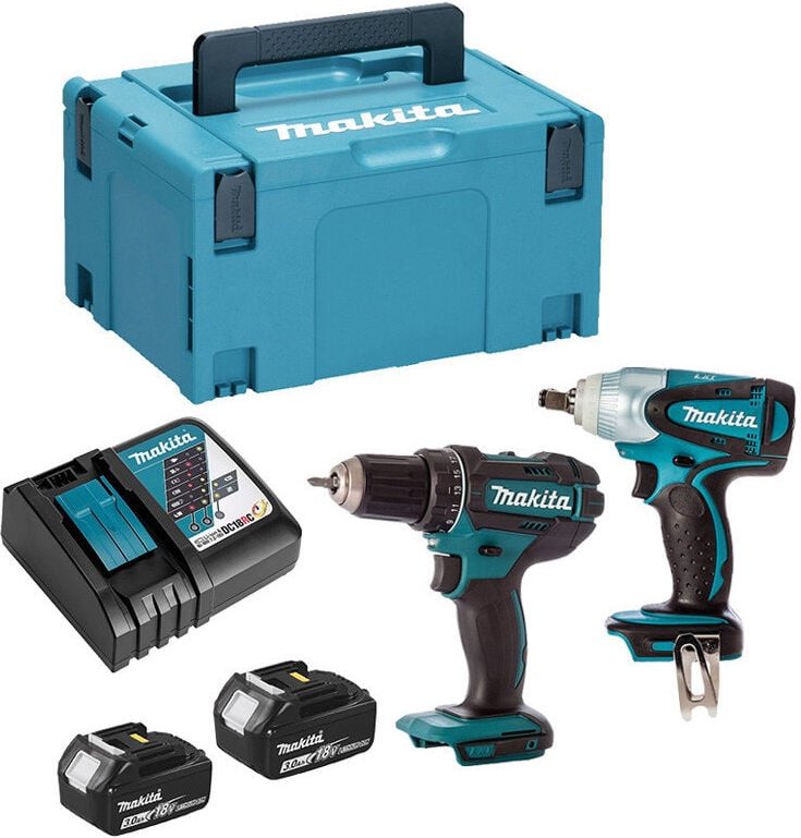 Combopack 2 Werkzeuge 18V Li-Ion (2x 3.0 Ah) (DHP482 + DTW251) - MAKITA DLX2133J