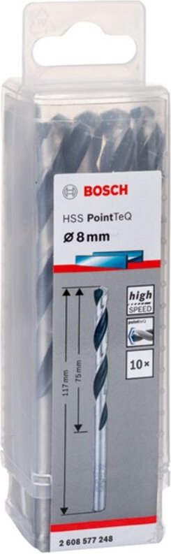 Bosch - Metallspiralbohrer-HSS PointTeQ, din 338, 8,0 mm, 10er-Pack