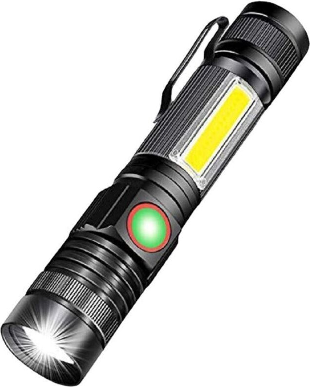 Wiederaufladbare LED-Taschenlampe über USB, superhelle wasserdichte COB-Taschenlampe mit einstellbarem Zoomfokus, leistu...