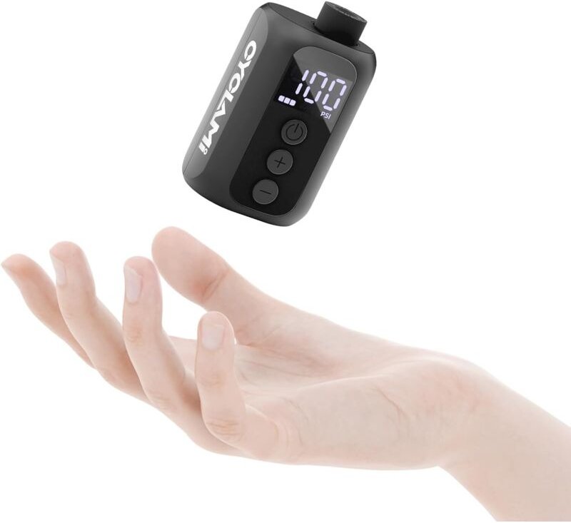 Mini-Fahrradpumpe, elektrische Fahrradpumpe (100 PSI) mit digitaler Druckanzeige, tragbare Fahrradpumpe mit Presta- und ...