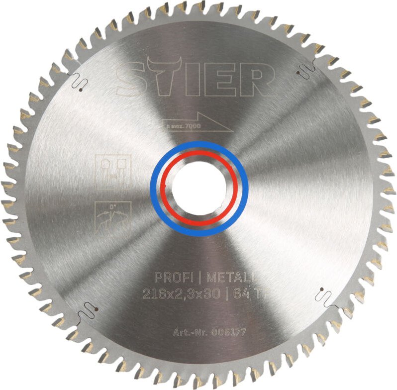 Profi Kreissägeblatt, Kapp- und Gehrungssägen, Metall, 216x2,3x30, 64 Trapez- und Flachzähne, 0° Spanwinkel - Stier