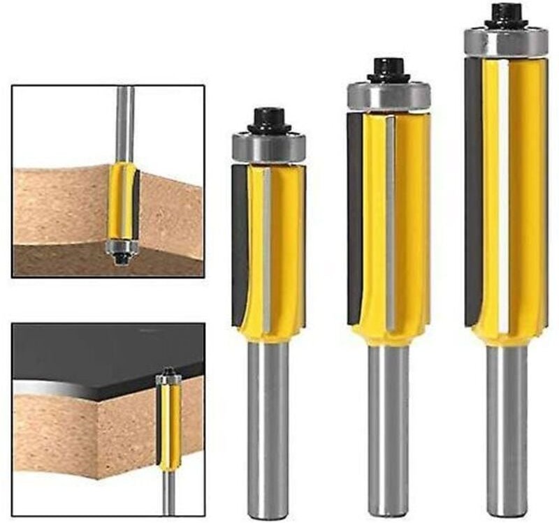 Broca para fresadora de madera con vástago de 8 mm y 4 hojas, juego de 3 brocas para fresadora con patrón de acabado