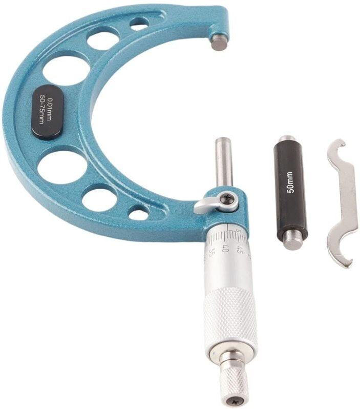 Mikrometerlehre, 0,01 mm Außenmikrometer mit Schraubenschlüssel, Edelstahl-Dickenmikrometer (50–75 mm) - Csparkv