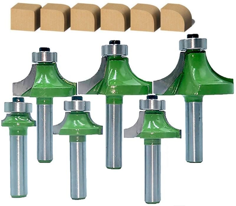 Thumbnail - 6 Stück 8 mm Schaft Roundover Corner Radius Router Bits Round Over
