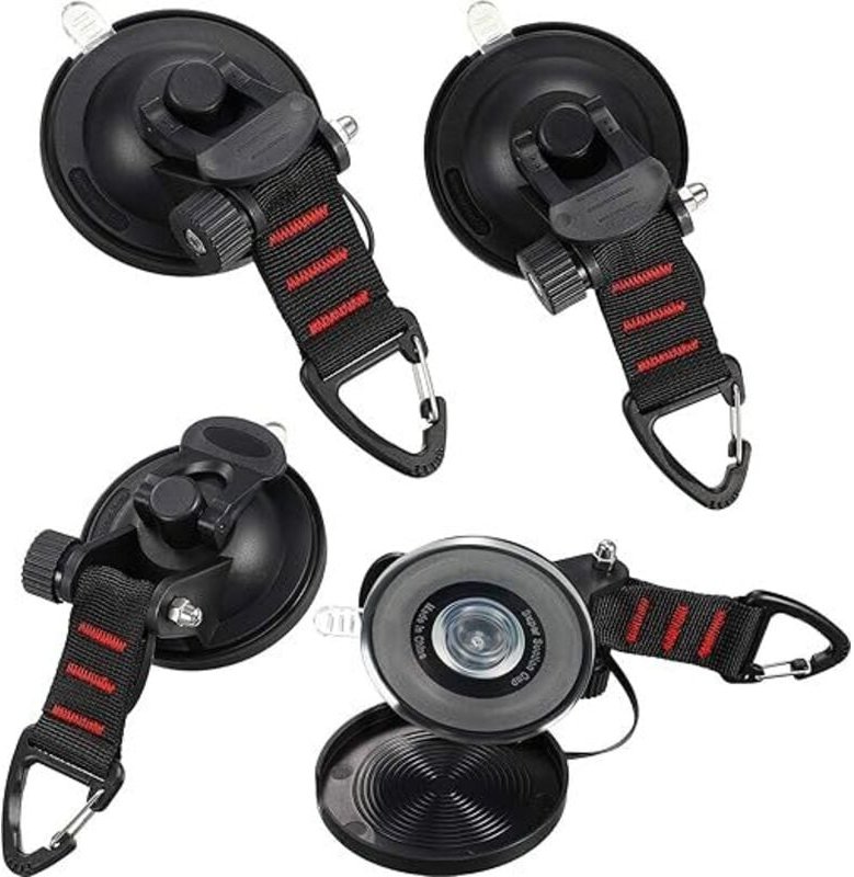 Stück Saugnapf-Anker mit Befestigungshaken, Markisen-Saugnapf-Befestigungshaken für Auto-Seitenzelte, Camping-Planen-Zub...