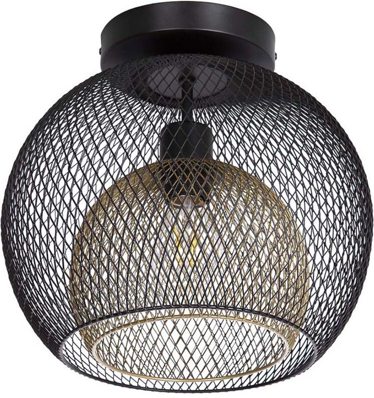 Thumbnail - Nowa - Deckenleuchte Deckenlampe Küchenlampe Gitter Flurleuchte schwarz gold d 30 cm