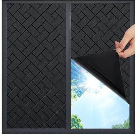 Thumbnail - (Schwarz, 45 x 200 cm) Anti-Peek-Fensterfolie, verdunkelnde Fensterfolie, elektrostatische Anti-UV-Fensterfolie, Frostef...