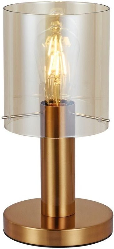 Sardo - Moderne Tischlampe Messing 1 Leuchte mit Bernsteinschirm, E27 - Italux