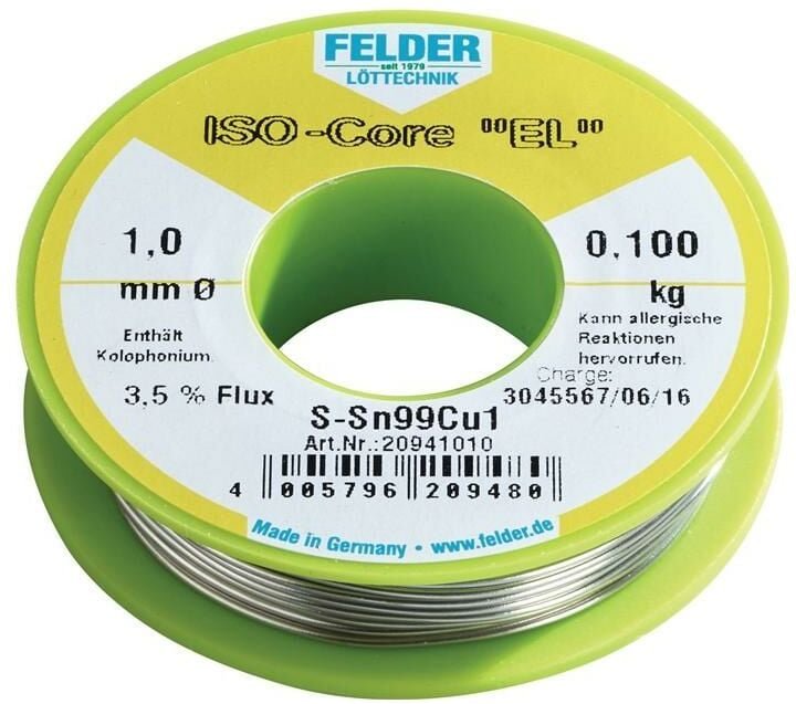 Thumbnail - Lötdraht ISO-Core® el 1 mm 100 g S-Sn99Cu1 - Felder