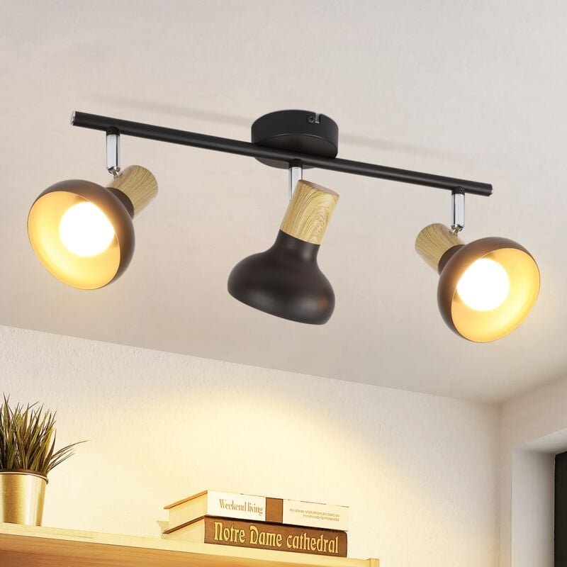 Deckenstrahler Schwarz Deckenleuchte Vintage - Deckenlampe 3 Flammig Innen Strahler Industrial Eisen Lampenschirm Flurla...