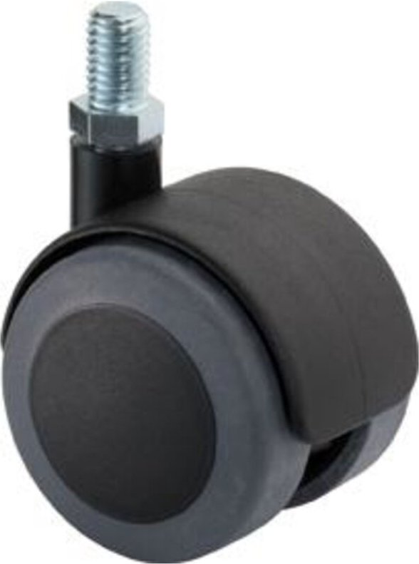 Bs Rollen - bs-r Kunststoffdoppelrolle, schwarz, weiche Lauffläche, Gewindestift M8x16