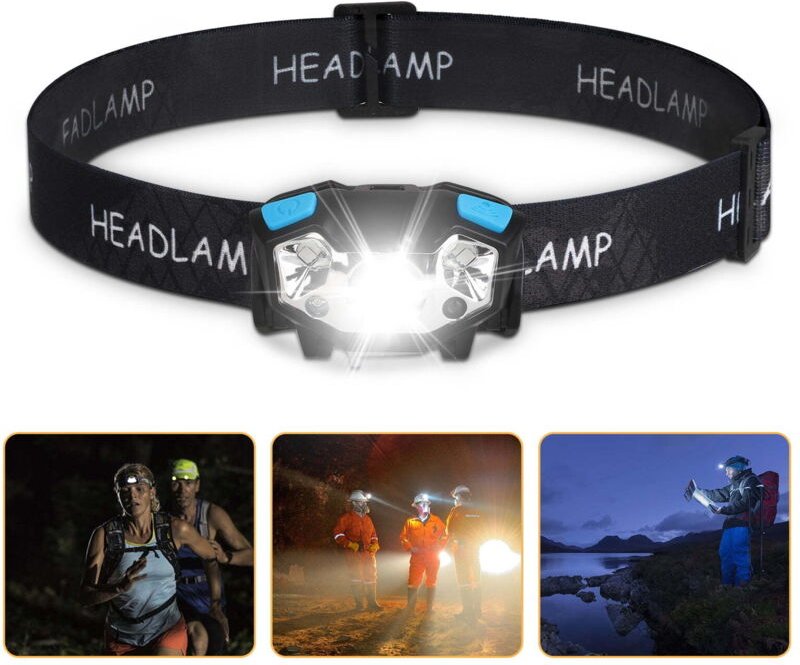 LED Stirnlampe, LED-Arbeitsleuchte 5000 Lumen, USB-aufladbare wasserdichte Bewegungssensor-Stirnlampe, 5 Beleuchtungsmod...