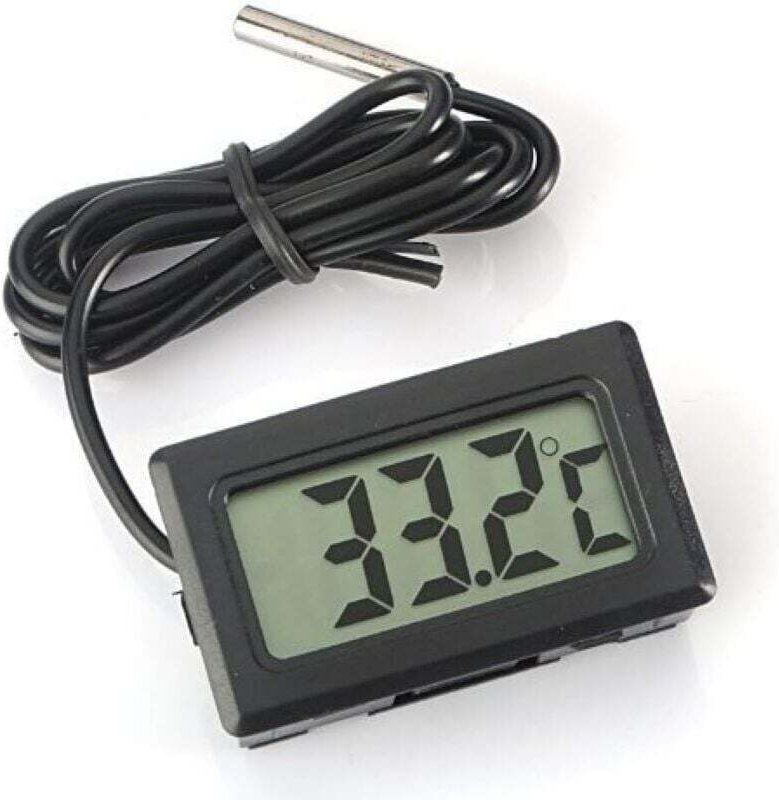 LCD-Thermometer mit wasserdichter externer Sonde für Kühlschrank/Gefrierschrank – Aquarium, Fischbecken – TPM-10 °C, Sch...