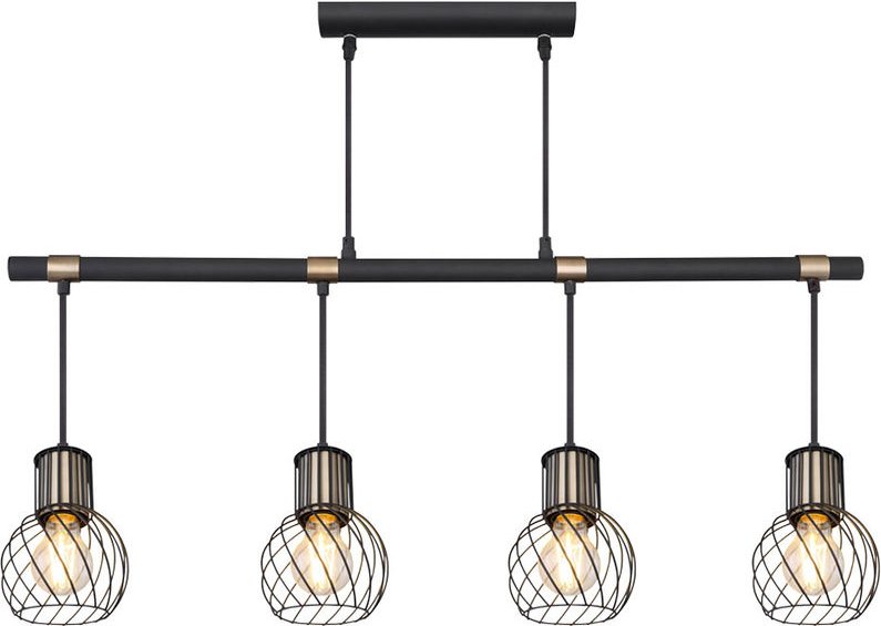 Thumbnail - Etc-shop - vintage Pendel Decken Leuchte Balken Ess Zimmer Gitter Hänge Lampe schwarz-gold