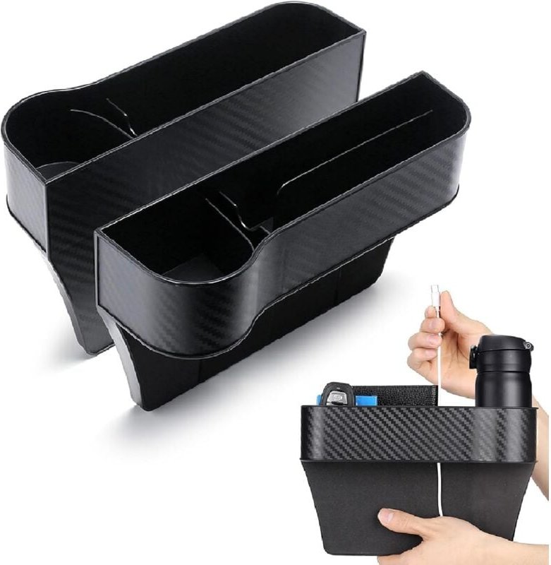 2 Stück Autositz-Seiten-Organizer, multifunktionaler Auto-Vordersitz-Organizer, Sitz-Aufbewahrungsbox, Auto-Lücke für Ha...