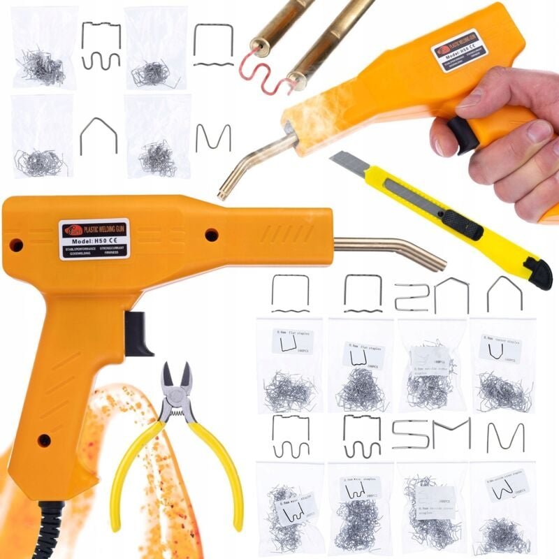 Rosfix Set Kunststoffschweißgerät 230 V – Inkl. 1000 Klammern & 8 Klammerarten 750 °C, 50 W Für Auto, Haushalt, DIY Repa...