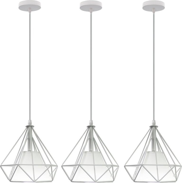 Pendelleuchte Diamant, Industri Stil Hängelampe mit Lampenschirm, Kronleuchter mit Ø20cm Eisen Käfig Edison E27 Fassung ...